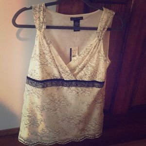 NWT New York and Company lace top - cream & black